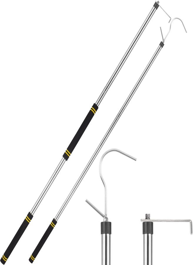 UEGHNS Truck Cargo Grabber, Cargo Grabber Pickup Truck Bed 34-77 inch Sturdy Truck Cargo Retrieval Pole with Two Replacement Hooks Essential Bed Buddy Cargo Truck Retriever Easy Pickup - Image 1