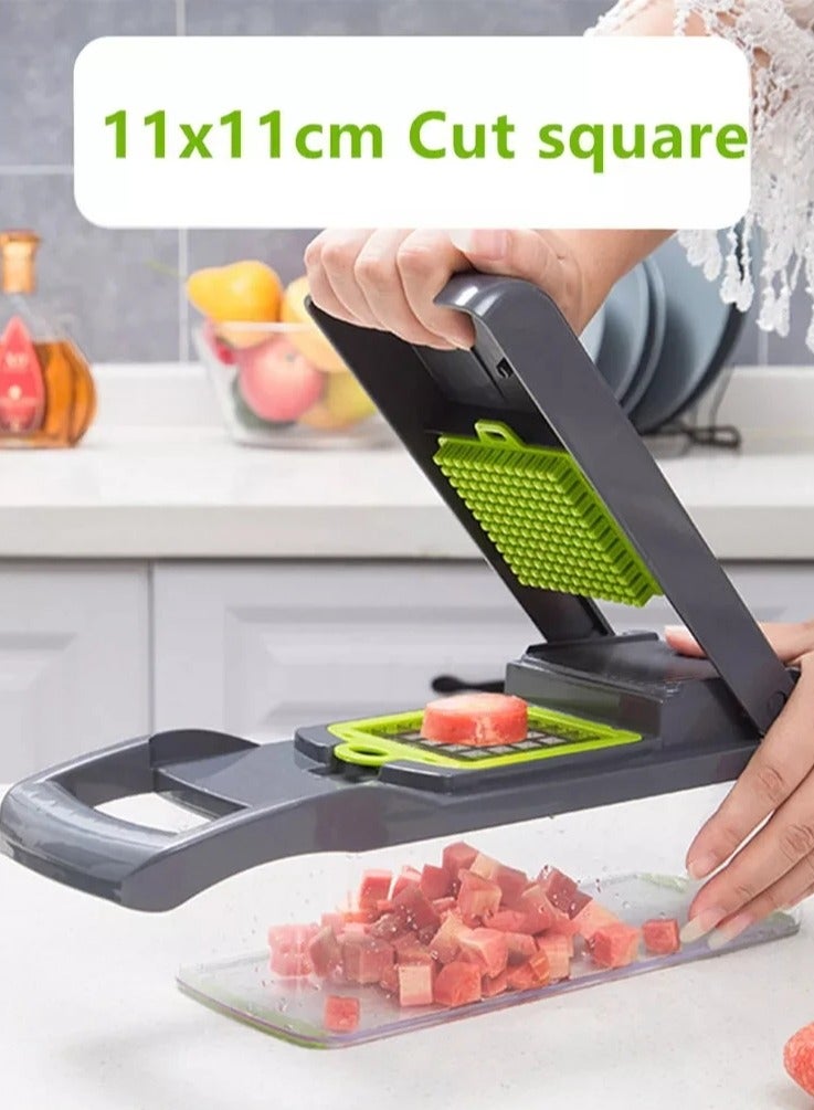 بيتشو 14 قطعة من قطاعة الخضار متعددة الوظائف وقطاعة يدوية مع حاوية تخزين وسلة تصريف و8 شفرات وحامل أمان مجموعة قواطع المطبخ للفواكه والخضروات. - Image 4