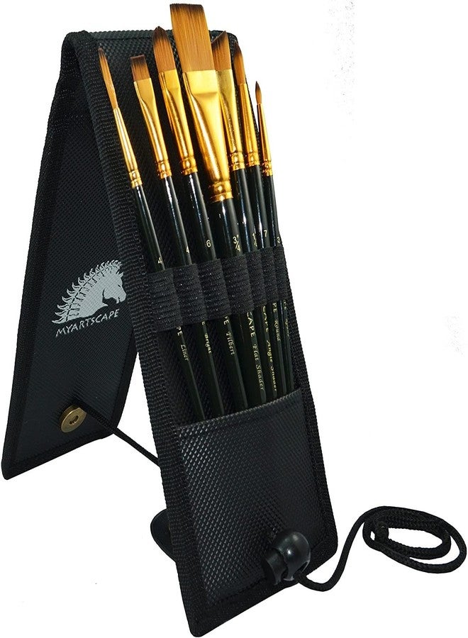 MyArtscape Pocket Paint Brush Set - 7 Artists' Paintbrushes for Watercolor, Acrylic and Oil Painting - Set 1 - Quality Art Supplies - Image 1