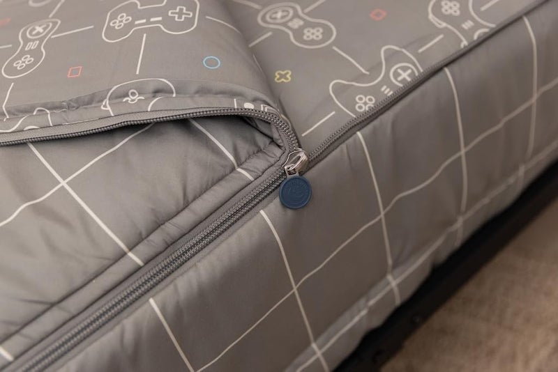 Beddy's Video Game Themed Durable Zipper Bedding for Kids, Bed in a Bag, Gray Comforter & Sheets with Gaming Controller Design for Gamers, Includes Pillowcase & Pillow Sham, Easy to Make & Wash - Image 3
