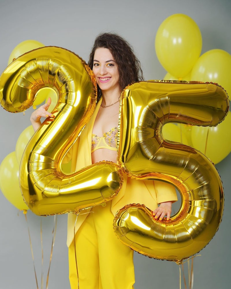 IWERP Gold 5 Balloon, Number Balloon 40 Inch, Gold and Black Party Supplies, 5th Birthday Balloon Decorations, 5 Number Balloons, Number 5 Balloon - Image 2