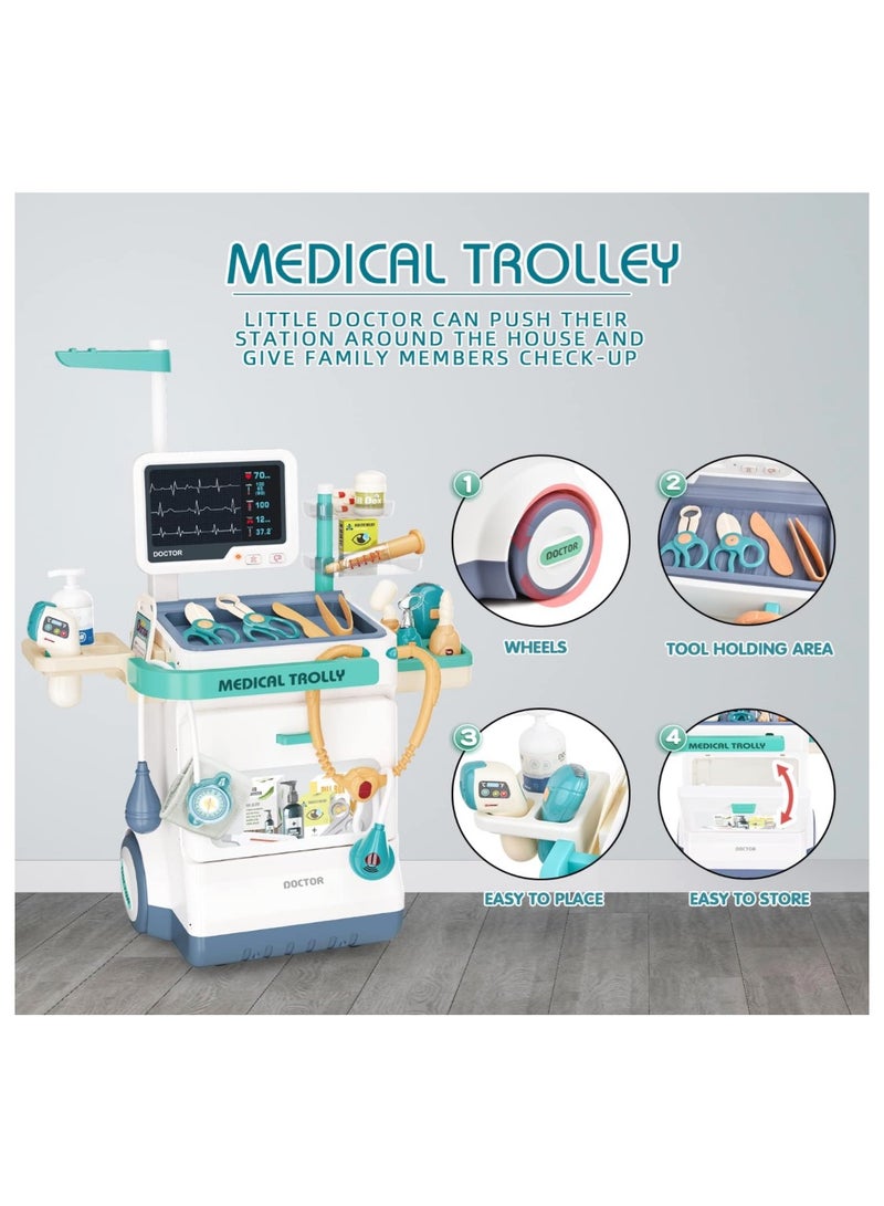 ريمي بيلا مجموعة أدوات الطبيب للأطفال – 26 قطعة إكسسوارات – مجموعة محطة طبية تظاهرية للأولاد والبنات - Image 3