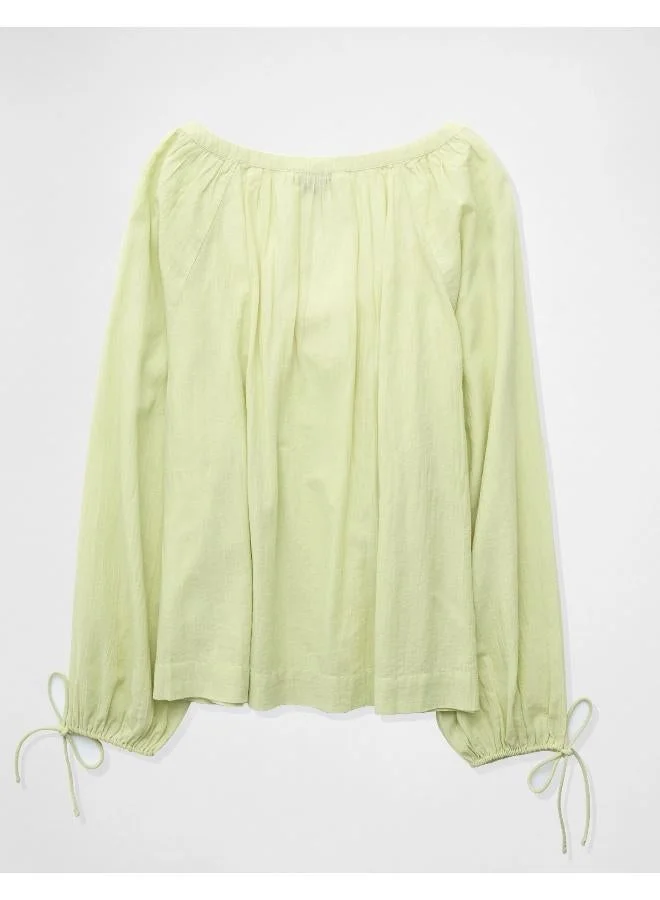 American Eagle AE Tie Sleeve Button-Up Top
