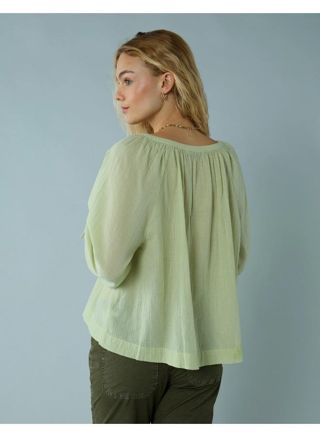 امريكان ايجل بلوزة بأزرار وأكمام ربطة عنق - Image 4