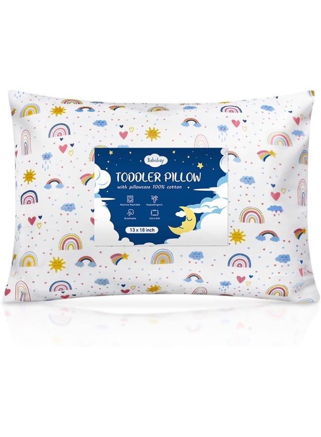 Babebay Toddler Pillow,13X18 Soft Toddler Pillows for Sleeping, Machine Washable Kids Pillow with Cotton Pillowcase, Perfect for Travel, Toddlers Cot - Image 1