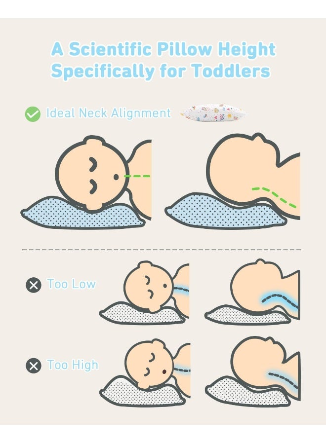 Babebay Toddler Pillow,13X18 Soft Toddler Pillows for Sleeping, Machine Washable Kids Pillow with Cotton Pillowcase, Perfect for Travel, Toddlers Cot - Image 4