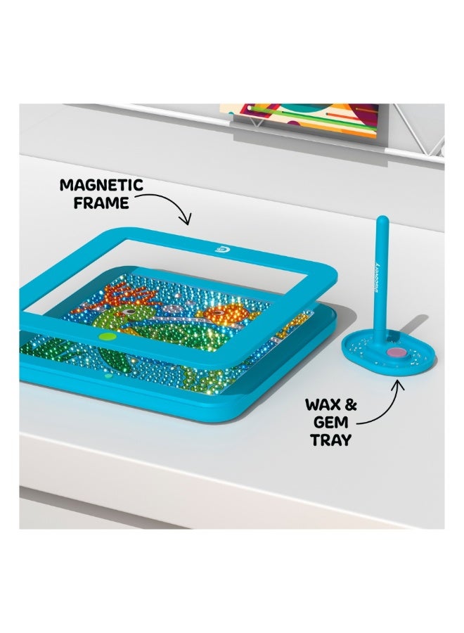 ديسكفري Discovery™ Dazzle Art Light-Up Diamond Painting Kit – Create Sparkling Sea Turtle Art with 800+ Gems, LED Display Frame for Wall or Tabletop| Diamond Art Kit for Kids| Arts & Craft Toy for Girls Boys - Image 3