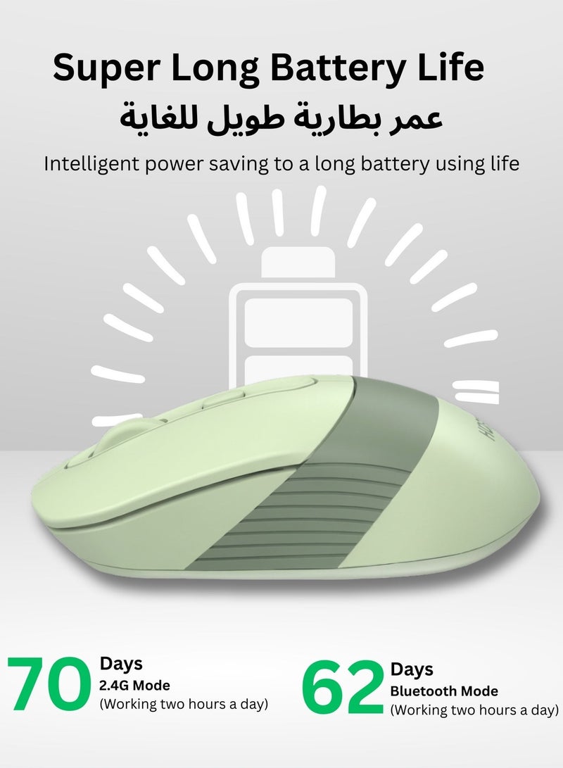 إيه 4 تيك ماوس لاسلكي/بلوتوث بوضعين مع نقرات صامتة، مزود ببطارية ليثيوم قابلة لإعادة الشحن مع كابل شحن Type-C، متوافق مع Windows / Mac / Chrome OS / Android، موديل FB10CS، اللون أسود. - Image 3