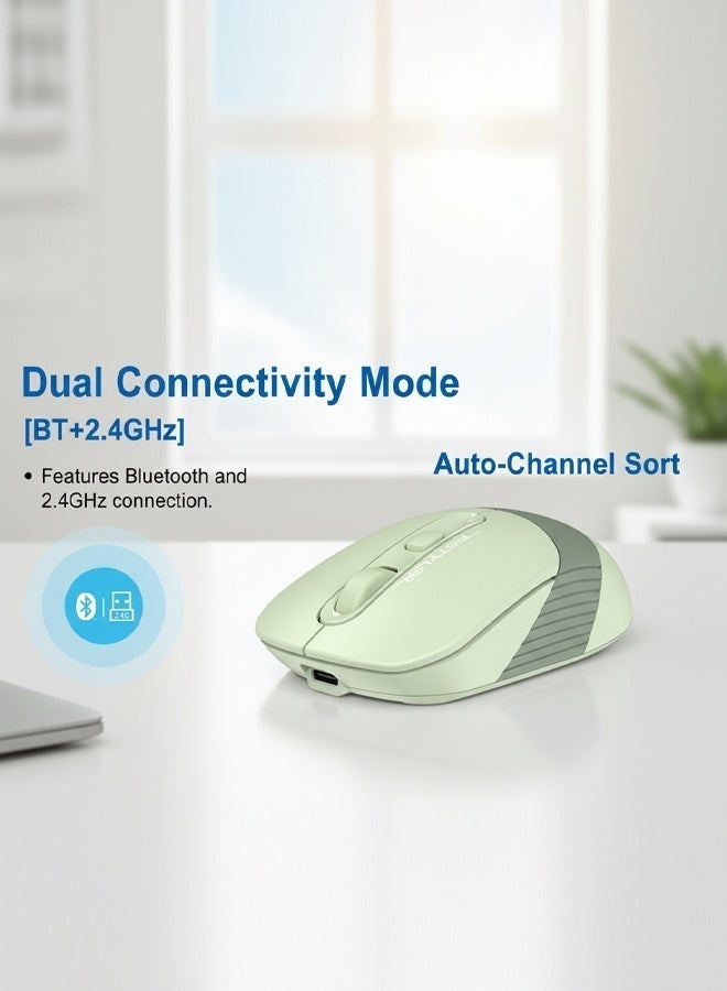 إيه 4 تيك ماوس لاسلكي/بلوتوث بوضعين مع نقرات صامتة، مزود ببطارية ليثيوم قابلة لإعادة الشحن مع كابل شحن Type-C، متوافق مع Windows / Mac / Chrome OS / Android، موديل FB10CS، اللون أسود. - Image 5