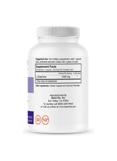 BESTVITE Lglutamine 1000Mg Per Capsule (240 Capsules) Free Form No Stearates No Fillers Gluten Free Non Gmo  - Image 3