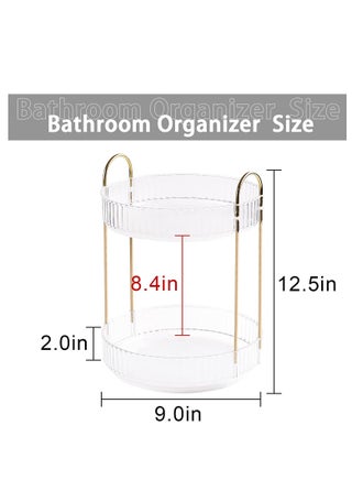 Rotating Makeup Organizer for Vanity 2 Tier, High-Capacity Skincare Clear Make Up Storage Perfume Organizers Cosmetic Dresser Organizer Countertop 360 Spinning - view 2