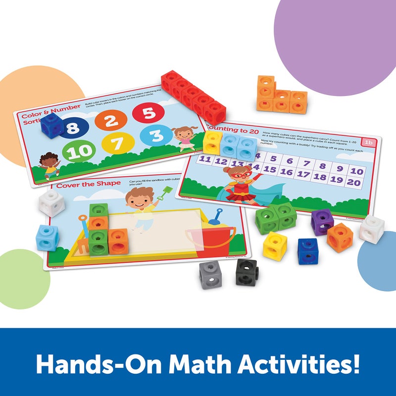 Learning Resources MathLink Cubes Preschool Math Activity Set - Classroom Must Haves, Teacher School Supplies, Toddler Montessori Toys,Building Blocks, Math Manipulatives, Homeschool Games - Image 2
