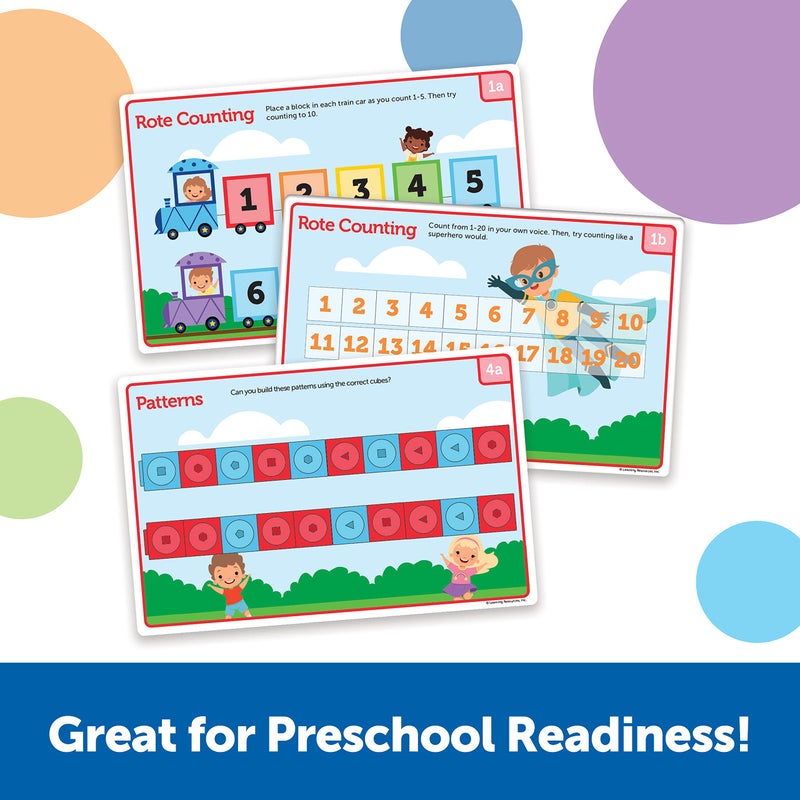 Learning Resources MathLink Cubes Preschool Math Activity Set - Classroom Must Haves, Teacher School Supplies, Toddler Montessori Toys,Building Blocks, Math Manipulatives, Homeschool Games - Image 3