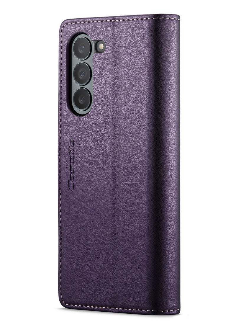 CaseMe Flip Wallet Case For Samsung Galaxy Z Fold 6 5G [RFID Blocking] PU Leather Wallet Flip Folio Case with Card Holder Kickstand Shockproof Phone Cover (Purple) - Image 4