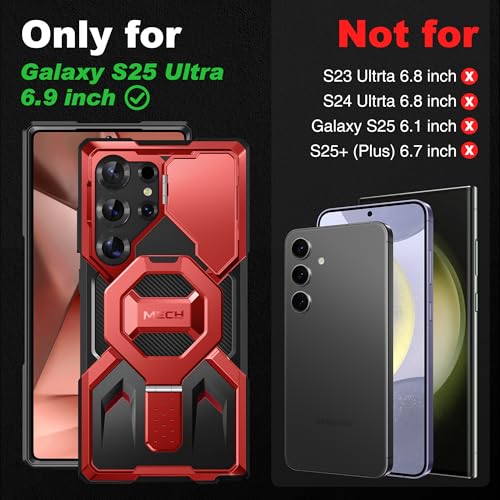TONGATE Magnetic for Samsung Galaxy S25 Ultra Case with Privacy Screen Protector, [Compatible with MagSafe][Camera Protective Cover][Military-Grade Protection] Ring Stand Phone Case S25 Ultra, Red - Image 2