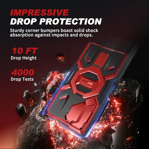 TONGATE Magnetic for Samsung Galaxy S25 Ultra Case with Privacy Screen Protector, [Compatible with MagSafe][Camera Protective Cover][Military-Grade Protection] Ring Stand Phone Case S25 Ultra, Red - Image 5