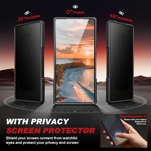 TONGATE Magnetic for Samsung Galaxy S25 Ultra Case with Privacy Screen Protector, [Compatible with MagSafe][Camera Protective Cover][Military-Grade Protection] Ring Stand Phone Case S25 Ultra, Red - Image 3