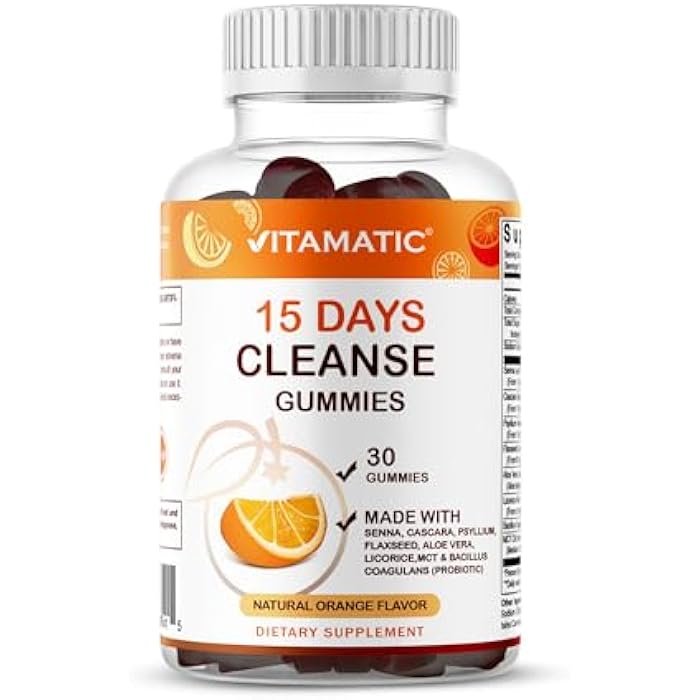 Vitamatic 15 Day Cleanse Gummies, Senna, Cascara, Psyllium, Flaxseed, Aloe Vera, Licorice, MCT, Probiotic - Image 1