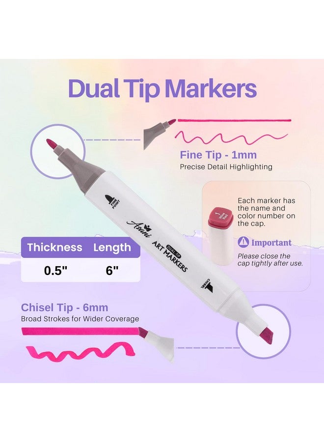 Asani Dual Tip Markers In 120 Colors Double Sided Markers With Travel Case Bag Fine And Chisel Tip Art Markers For Adult Coloring And Kids Marker Pens For Drawing Calligraphy Writing - Image 2