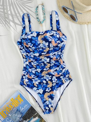YIMISAN Women's One Piece Swimsuit Square Neck Sporty Ruched Slimming Monokini High Cut Tummy Control Bathing Suit - Image 4