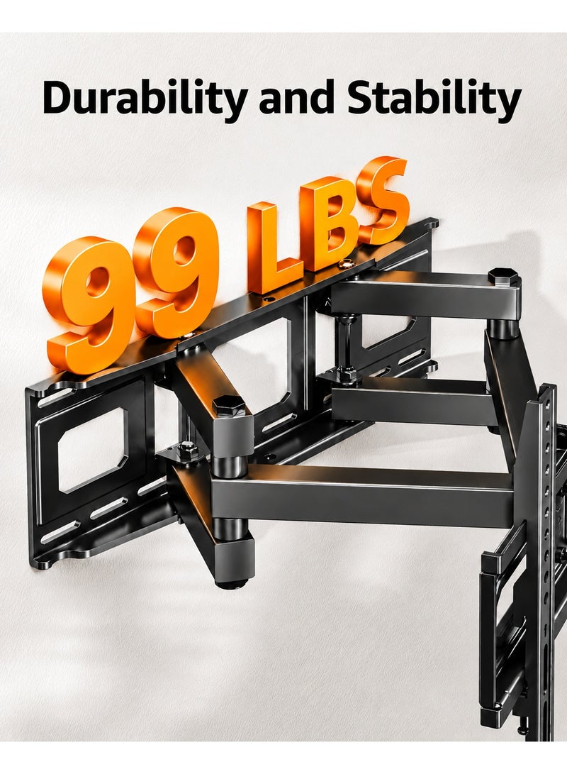 BEETEC Double Arm Full Motion TV Mount for 32"-70" Flat Panel TVs up to 45 kg/99 lbs, and VESA up to 400x400mm, 475mm Extension, Black | TF-LPA78-443 - Image 4