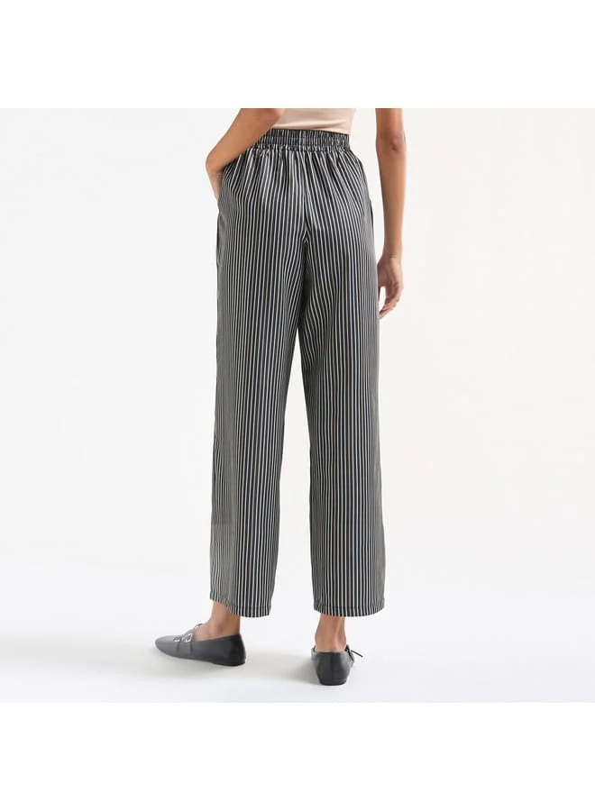 Splash FAV Striped Wide Leg Pants with Elasticated Waistband and Pockets