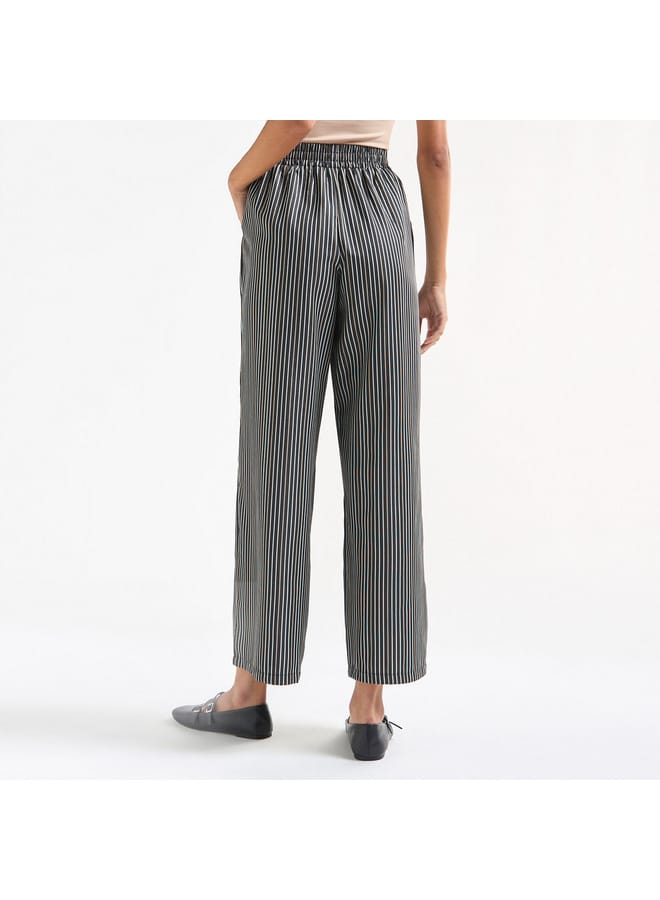 Splash FAV Striped Wide Leg Pants with Elasticated Waistband and Pockets - Image 3