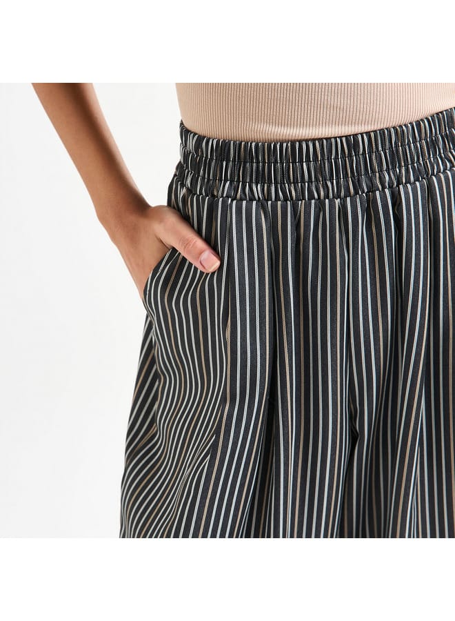 Splash FAV Striped Wide Leg Pants with Elasticated Waistband and Pockets - Image 4