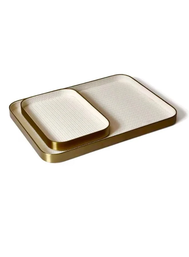 Quesera  2 pc  Premium Estella Tray set in steel and leather  | Best Price UAE