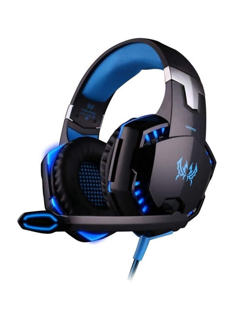 G2000 Gaming Headset, Surround Stereo Gaming Headphones with Noise Cancelling Mic, LED Lights & Soft Memory Earmuffs, Works with PS4, Nintendo Switch, PC Mac Computer Games