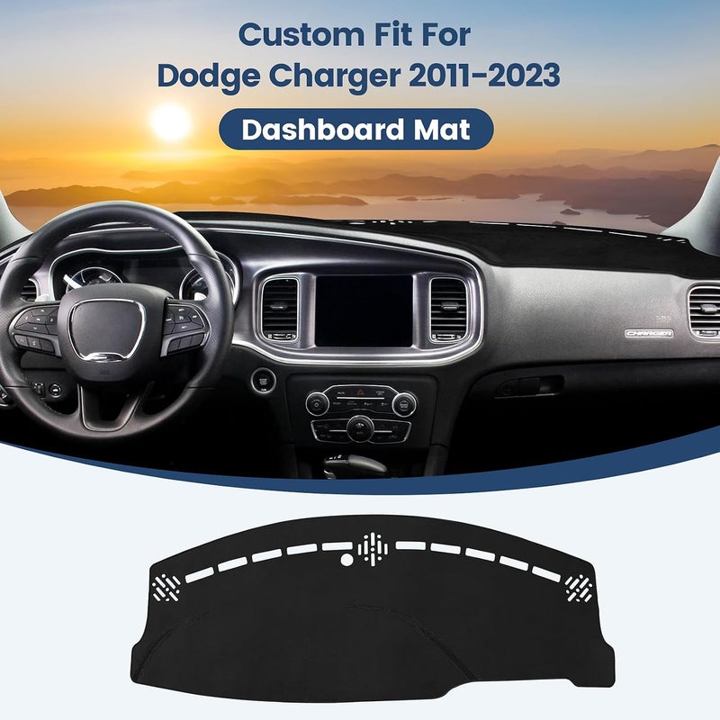 Rilsen Dash Cover Custom Fit for Dodge Charger 2011-2023 Dashboard Cover Nonslip Dash Mat Protector Sunshade No Glare Black - Image 2