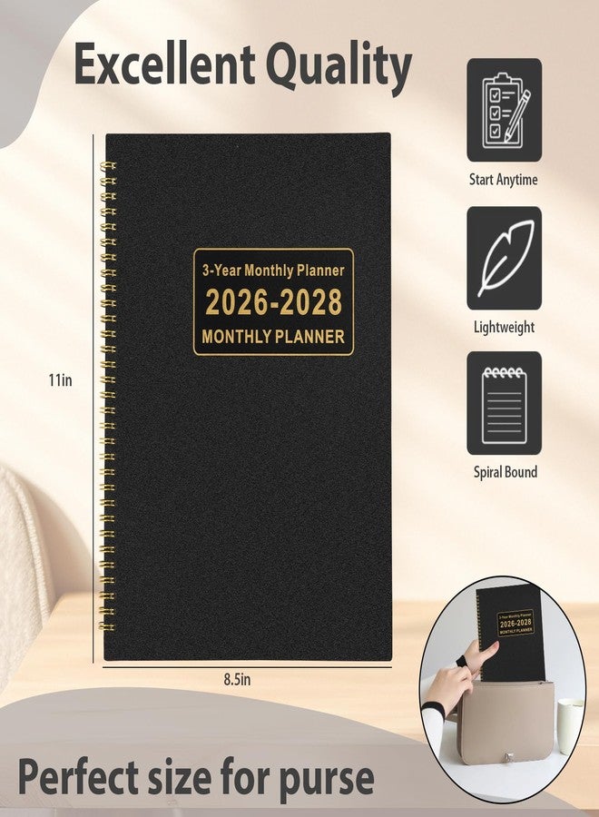 ANABIUP Monthly Planner 2026-2028, 3 Year Calendar 2026-2027-2028 Monthly Planner, JAN 2026 - DEC 2028, 8.5" x 11", Spiral Bound, Notes Pages for School, Office, Home Planning - Black - Image 2