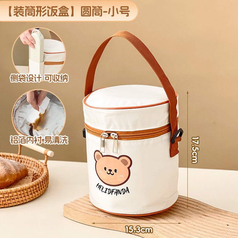 Lunch Box Heat Preservation Bag for Office Students with Rice Thickened Aluminum Foil Bag Special Waterproof Bento Portable Lunch Bag Cylinder-small size