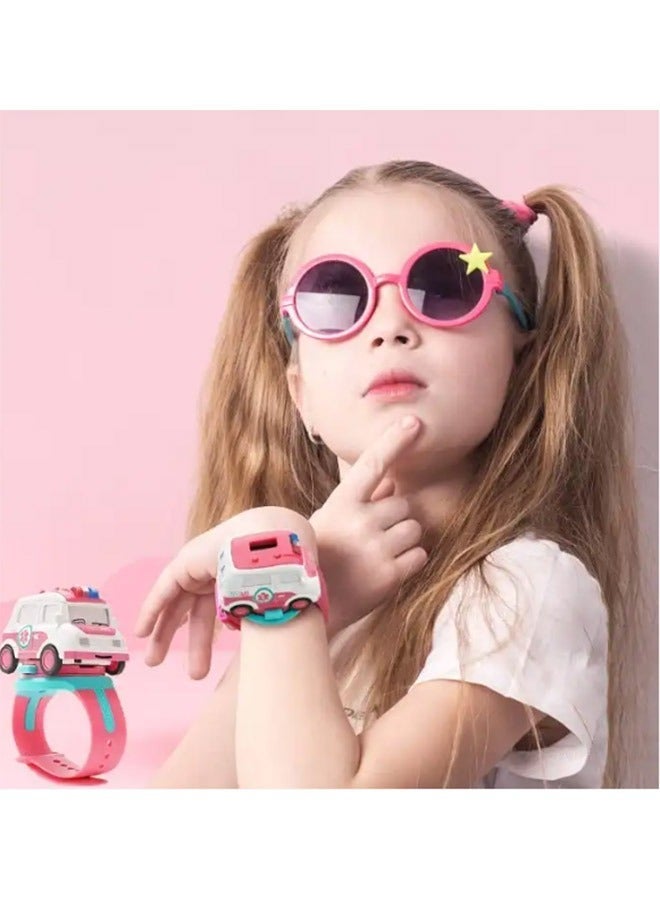 Captaintech Racing Watch Toy Cute Watch Car Toy Soft Wristband Attractive Gift for Boys and Girls (Pink) - Image 4