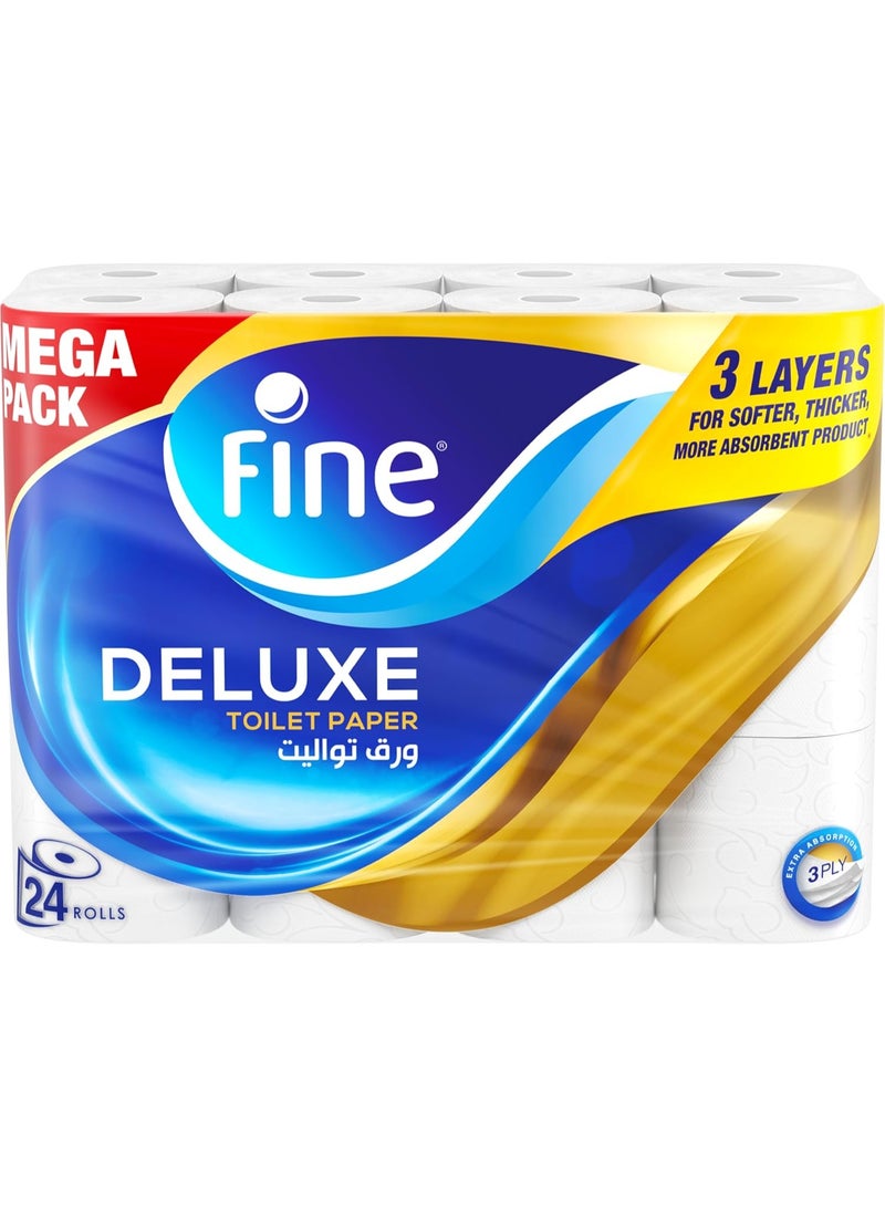 Fine Deluxe Toilet Tissues Paper 24 Rolls, 140 sheets x 3 Ply - Image 2