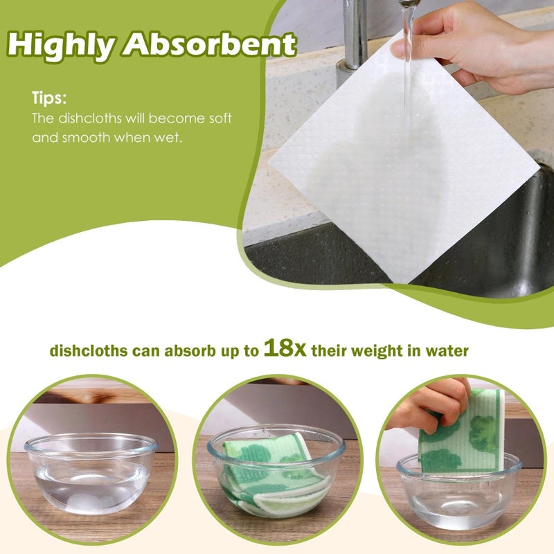Revahope 6 Packs Swedish Paper Cloths for Kitchen, Reusable Paper Towels Washable Dish Rags, Highly Absorbent Kitchen Towels Quick Drying Swedish Sponge Cleaning Dish Cloths (Vegetables) - Image 4
