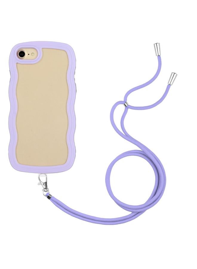 اس-توب جراب لهاتف iPhone SE 2022 / SE 2020 / 8 / 7، جراب هاتف شفاف من مادة TPU بلون الحلوى المموج مع حبل من البولي يوريثين الحراري - Image 1