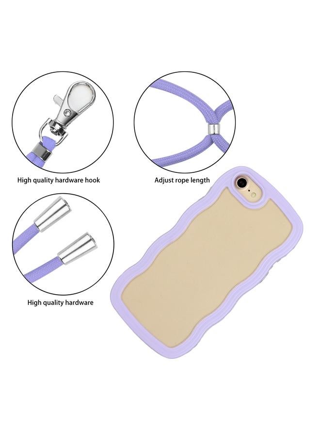اس-توب جراب لهاتف iPhone SE 2022 / SE 2020 / 8 / 7، جراب هاتف شفاف من مادة TPU بلون الحلوى المموج مع حبل من البولي يوريثين الحراري - Image 2