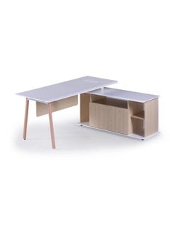 Manager Table Powder Coated Director Table Executive Desk L Shape With Side Cabinet 2m
