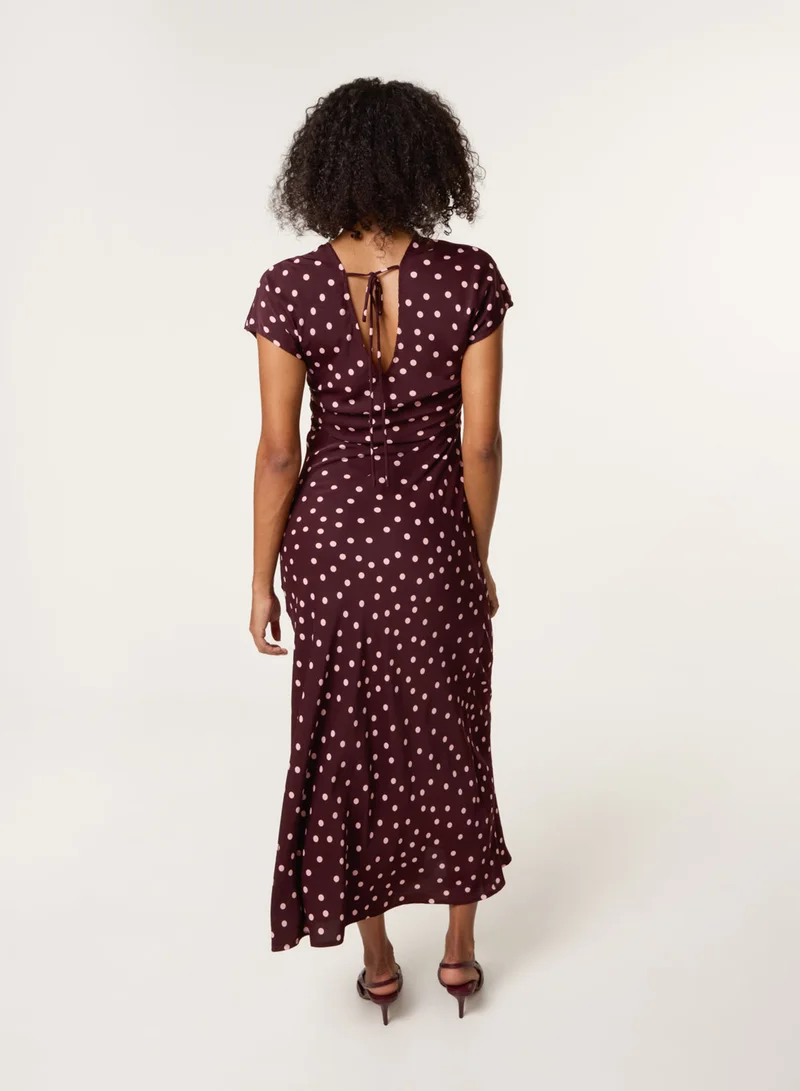 Blue Vanilla Spot Ruched Side Dress