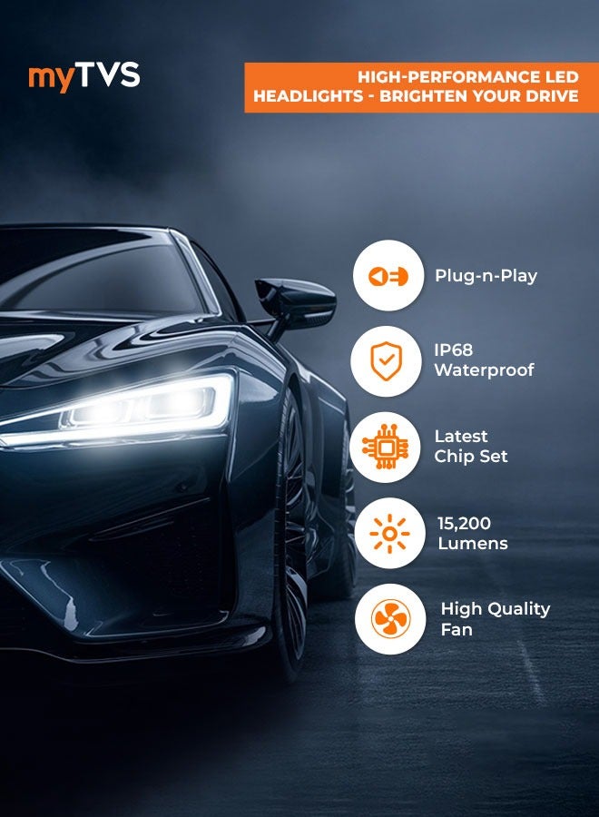 myTVS LED Car Headlight Bulbs |152W Super Bright 6000K Cool White LED Conversion Kit | High Power Waterproof Headlamps 15200 Lumens| Plug & Play, Long-Lasting, Universal Fit LED8-H19 - Image 4