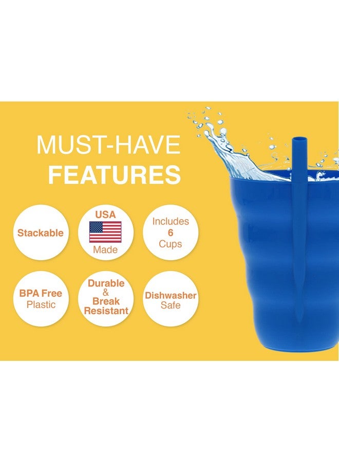 Arrow Home Products اشرب كوبًا مع قشة مدمجة 10 أونصات 6 عبوات أكواب قشة خالية من BPA للأطفال رائعة للاستخدام اليومي مصنوعة في الولايات المتحدة أكواب قشة للأطفال قابلة للتكديس باللون الأرجواني والأزرق والأخضر والبرتقالي - Image 4