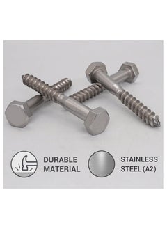 Duravel 10 Pcs Galvanized (G.I) Hex Head Coach Screws with Washer & Plug Wood Working for Holding Together Heavy Timber & Concrete Working 6mm,Length 4 Inch - pzsku/Z3E0DDB8FA107D27D03DCZ/45/_/1740220544/6faa9774-bb61-4032-bc3a-cc88ad68c317