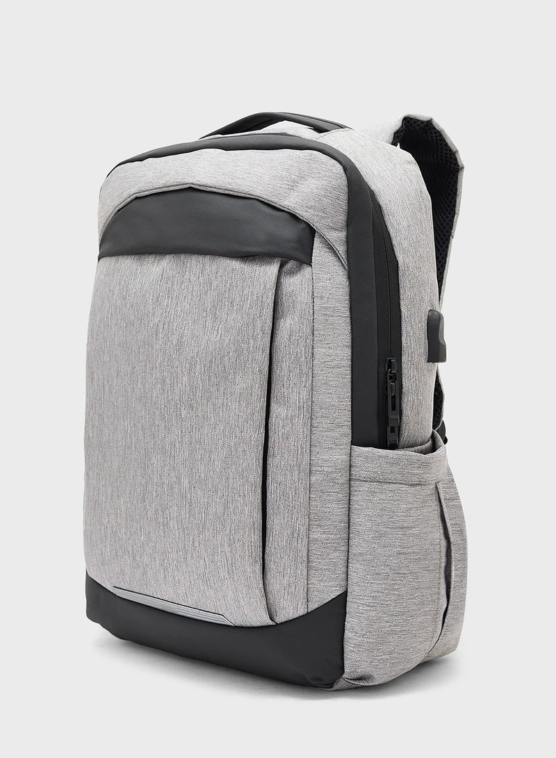 Robert Wood Casual Backpack With Padded Support And Usb Port