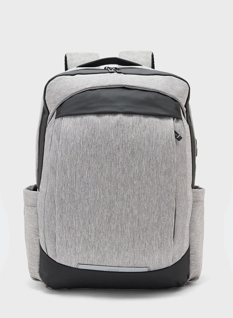 Robert Wood Casual Backpack With Padded Support And Usb Port