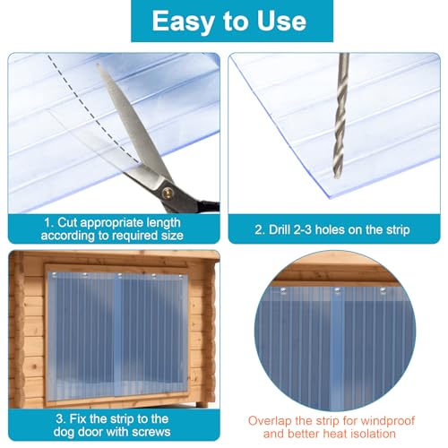 Toriexon Plastic Vinyl Replacement Strip Curtain 8’ x 7.6”, 0.08” Thickness Walk in Freezer Cooler Curtain Strips, Plastic Curtain Strips for Commercial Entry Doors, DIY Dog Cat House Entry Door - Image 5
