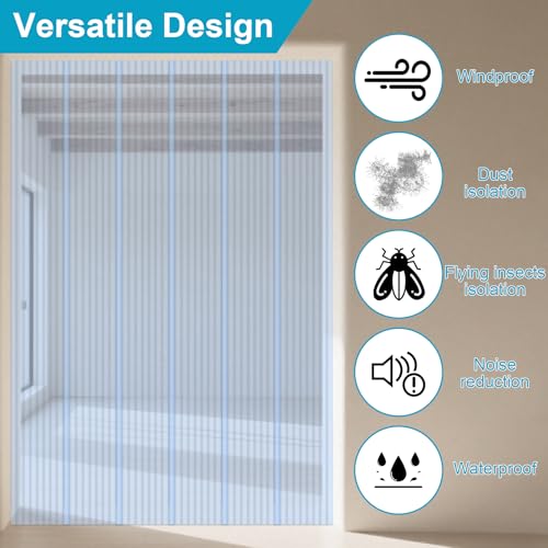 Toriexon Plastic Vinyl Replacement Strip Curtain 8’ x 7.6”, 0.08” Thickness Walk in Freezer Cooler Curtain Strips, Plastic Curtain Strips for Commercial Entry Doors, DIY Dog Cat House Entry Door - Image 4