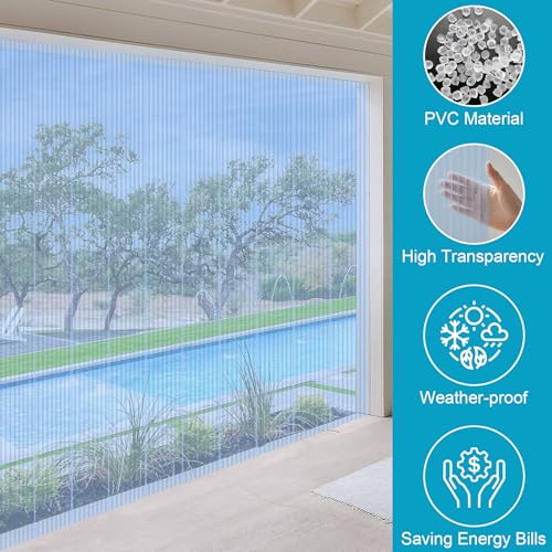 Toriexon Plastic Vinyl Replacement Strip Curtain 8’ x 7.6”, 0.08” Thickness Walk in Freezer Cooler Curtain Strips, Plastic Curtain Strips for Commercial Entry Doors, DIY Dog Cat House Entry Door - Image 3
