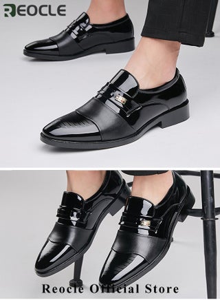 Men's Leather Shoes Patent Loafers Dress Business Leather Shoes Pointed Faux Leather Shoes Driving Leather Oxford Shoes for Men - view 2