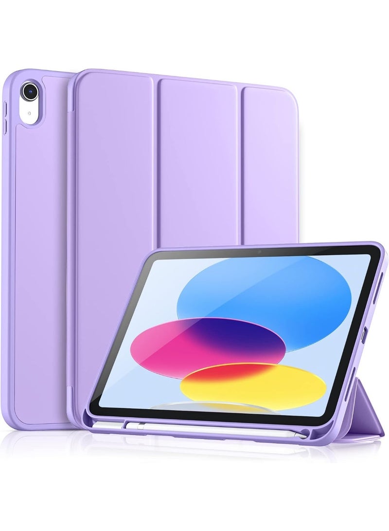 iPad (A16) 11th Generation Case 11 Inch 2025, iPad 10th Generation Case 2022 10.9 Inch with Pencil Holder, Soft TPU Back Slim Smart Protective Trifold Stand Cover, Auto Wake/Sleep - Image 1